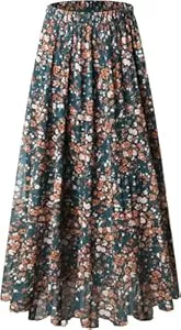 Genfien Röcke Genfien Rock Damen Lang Elegant Chiffon Röcke mit Futter Elastische Taille Taille Maxirock Casual Freizeitrock Hochzeit Cocktail Skirt