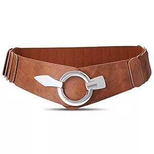 JasGood Gürtel JasGood Damen Breiter Elastischer Taillengürtel, Mode Vintage Hüftgürtel mit Silberner Ring-Schließe