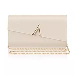 Larcenciel Taschen & Rucksäcke Larcenciel Clutch, Elegant Handtasche mit Abnehmbarer Kette, Creme Nude Abendtasche Mode Envelope Crossbody Tasche für Damen, Leder Umhängetasche Schultertasche für Hochzeit Party Prom Date(23x13x5CM)