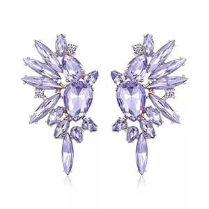 EVER FAITH Schmuck EVER FAITH Kristall Statement Ohrringe, Art Deco Marquise Drop Cluster Braut Bling bunte baumeln Ohrringe für Damen Iridescent AB Gold-Ton