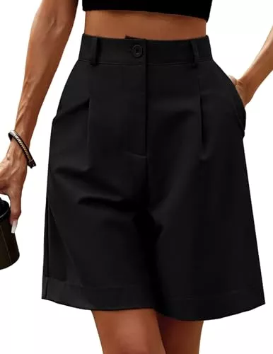 Zeagoo Shorts Zeagoo Bermuda Shorts Damen Lässig Elastische Hohe Taille Weite Bein Kurzhose Business Cargo Hosen Sommer Shorts mit Taschen