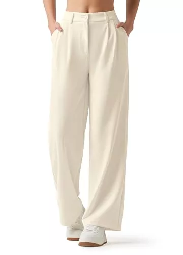 WILLIT Hosen WILLIT Damen Hosen Weites Bein Stoffhose Bequeme Elegante Damenhose Lässig Hohe Taille Business Hose mit Taschen 28"/30"/32"