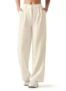 WILLIT Hosen WILLIT Damen Hosen Weites Bein Stoffhose Bequeme Elegante Damenhose Lässig Hohe Taille Business Hose mit Taschen 28"/30"/32"