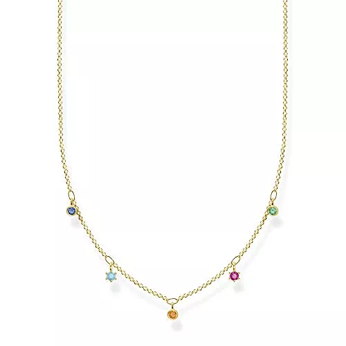 THOMAS SABO Schmuck Thomas Sabo Damen Halskette farbige Steine gold 925 Sterlingsilber, 40-45 cm Länge