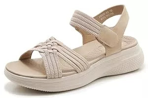 SMajong Sandalen & Slides SMajong Damen Offen Zehen Sportsandale Wandersandalen Mit Klettverschluss Arch Support Orthotic Sandale Mode Gewebtes Band Sandalen