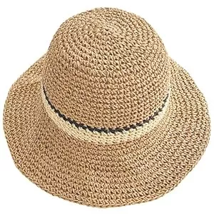 KXF Hüte & Mützen KXF Damen Sonnenhut Faltbar Packbar Up Brim Bucket Cap Floppy Straw Sonnenhut für Urlaub Sommer Strand Wandern, Verstellbare Passform