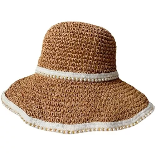WEIGEER Hüte & Mützen WEIGEER Straw Hat Women Beach Sun Hat Foldable Wide Brim Floppy Summer Hat for Women Strohhut für Damen Weißer Strand-Sonnenhut Faltbar