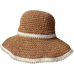 WEIGEER Hüte & Mützen WEIGEER Straw Hat Women Beach Sun Hat Foldable Wide Brim Floppy Summer Hat for Women Strohhut für Damen Weißer Strand-Sonnenhut Faltbar