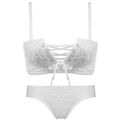 BOLAWOO-77 Unterwäsche & Dessous BOLAWOO-77 Damen BH Set Spitze Bestickte Unterwäsche Einstellbare Gesammelten Bralette Push Up Rückenfrei Bra Unterhosen Bequem Atmungsaktiv Dessous Set Unterwäsche Damen