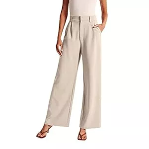 Fulidngzg Hosen Stoffhose Damen Elegant High Waist Weite Hose Palazzo Stretch Weites Bein Damenhosen Marlenehose Business Anzughose Schwarze Old Money Lockere Hosen Wide Leg