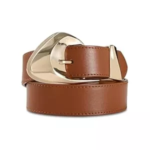 RISANTRY Gürtel RISANTRY Damen brauner Gürtel Trend Gürtel mit Goldschnalle Mode Leder Taillengürtel für Jeans Hosen