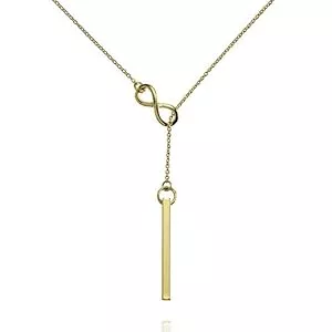 namana Schmuck NAMANA Unendlichkeit Y Halskette, Gold Lasso-Halskette mit einem vertikalen Balken durch Unendlichkeitsmotiv, Collier Cravate