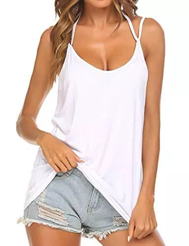 UNibelle Tops UNibelle Damen Top Neckholder Ärmellose Bluse Spaghetti Bügel Loose Cami Tank Top Shirts S-XXL