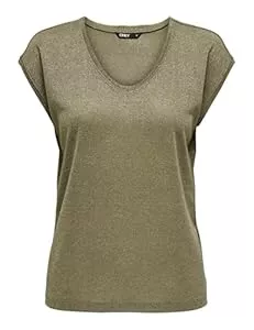 ONLY T-Shirts ONLY Damen Einfarbige Kurzarm Bluse Basic Rundhals Ausschnitt Blusen T-Shirt Blouse Oberteil ONLVIC