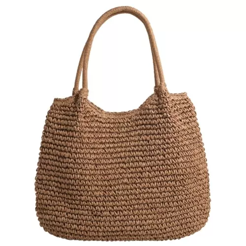 TIAASTAP Taschen & Rucksäcke TIAASTAP Strohtasche für Damen Summer Stroh Handtasche Strandtasche Schultertasche Boho Geflochtene Tasche Korbtasche Tote Bag Basttasche Groß Gewebte Tasche Shopper Tasche Straw Bag