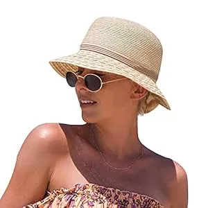Comhats Hüte & Mützen Comhats Damen Sonnenhut Faltbarer Strohhut für am Strand UV Schutz Sommerhut