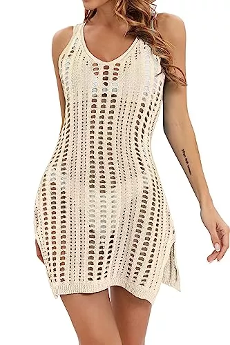 Timuspo Freizeit Timuspo Damen Häkeln Badeanzüge Cover Ups Seitenschlitz Strandurlaub Bikini Strand Bademode Kleid …
