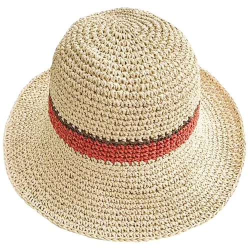 KXF Hüte & Mützen KXF Damen Sonnenhut Faltbar Packbar Up Brim Bucket Cap Floppy Straw Sonnenhut für Urlaub Sommer Strand Wandern, Verstellbare Passform