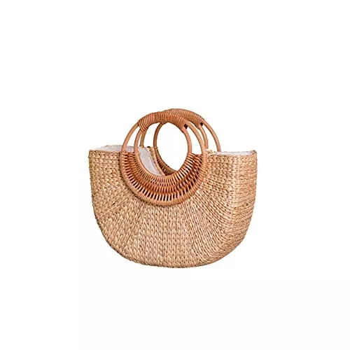 BakerMiche Taschen & Rucksäcke BakerMiche Frauen Stroh Runde Strandtasche Retro Rattan Handtasche,Böhmische gewebte Tasche Geldbörse,Handgemachte Strohtasche