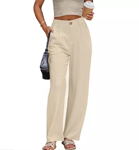 Fakanhui Hosen Fakanhui Damenhose aus Leinen, elegante Arbeitshose, Freizeit, Sommer, Business, gerades Bein, Baumwoll-Leinen-Hose.