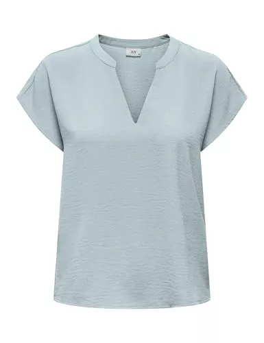 JdY Kurzarmblusen JdY Damen Einfarbige Kurzarm Bluse Basic V-Ausschnitt Blusenshirt Blouse Oberteil JDYLION