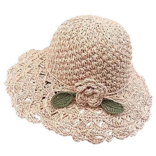 Busnos Hüte & Mützen Busnos Womens Wide-Brimmed Straw Sun Hat Packable Travel Crochet Summer Beach Hat Gift Cute Womens Sun Hat