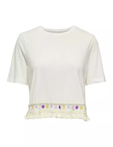 ONLY Kurzarmblusen ONLY Damen Onlfilippa Life S/S Tassel Top JRS
