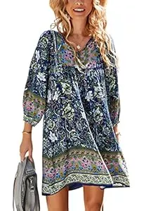 TEMOFON Freizeit TEMOFON Damen Maxikleid Sommer Kurzarm Chiffon Kleider Casual V Ausschnitt Krawatte Taille Formelles Kleid