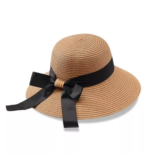 Manfnee Hüte & Mützen Manfnee Strandhut für Frauen große Stroh breite Birm Sommerhüte Sonnenschutz Floppy faltbar Roll up Cap