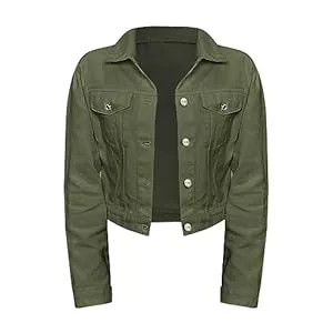 PODOLIXIA Jacken Übergangsjacke Damen Leicht Slim Fit Revers Sommerjacke Herbst Frühling Kurze Jacke mit Knopf Casual Freizeitjacke Solid Color Cargo-Jacke