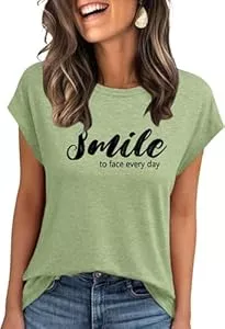 Teesho T-Shirts Teesho Damen Tops Sommer Tshirt Bedruck Oberteile Kurzarm Shirts Casual Tops Tunika