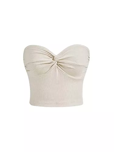 GORGLITTER Tops GORGLITTER Crop Top Mit Twist Tube Top Damen Y2k Bauchfreie Tops Sommer Trägerloses Top Rippenstrick Top