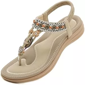 Acfoda Sandalen & Slides Acfoda Flache Sandalen Damen Sommer Freizeit Zehentrenner mit Weiche Fußbett, Gr.35-45