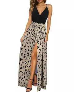 Newshows Freizeit Newshows Sommerkleid Damen Lang Maxikleid Sommer V Ausschnitt Kleid Schlitz Elegant Spaghettiträger Freizeitkleid für Hochzeitsgäste