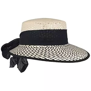 Breiter Hüte & Mützen Breiter Damen Strohhut Strandhut Schute mit asymmetrischer Krempe & Schleife Damenhut 100% Papier