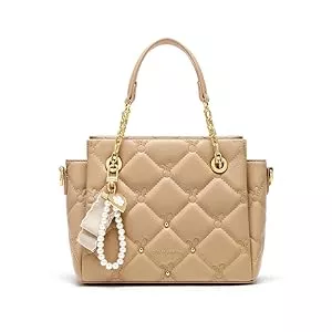 Cnoles Taschen & Rucksäcke Cnoles Elegant Gesteppte Damenhandtasche, Kunstleder mit Goldkette, Perlenanhänger & Schulterriemen Designer-Handtaschen