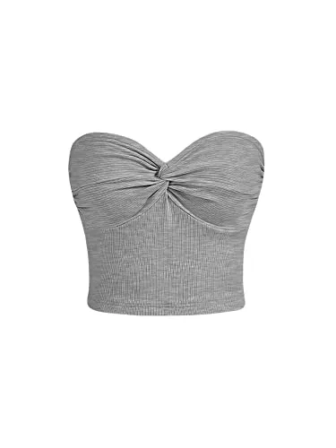 GORGLITTER Tops GORGLITTER Crop Top Mit Twist Tube Top Damen Y2k Bauchfreie Tops Sommer Trägerloses Top Rippenstrick Top