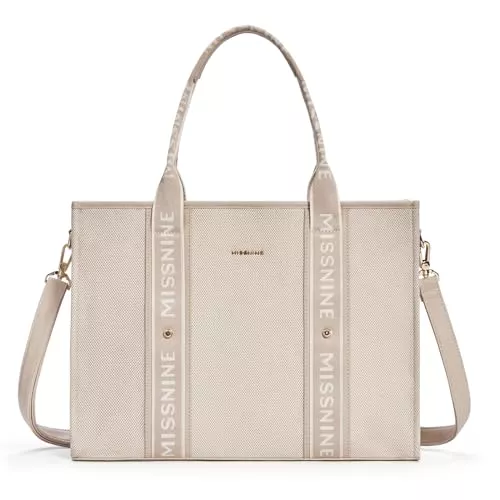 Missnine Taschen & Rucksäcke Missnine Tragetasche Canvas-Laptoptasche 15,6 Zoll Aktentasche für Damen große Kapazität Handtasche für Büro Schule Reisen