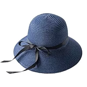 Ecroon Hüte & Mützen Ecroon Sonnenhüte Fischerhüte für Damen, Faltbarer Bogenknoten Sonnenhut-Strand Strohhut mit breiter Krempe Geeignet für Sommerwanderungen