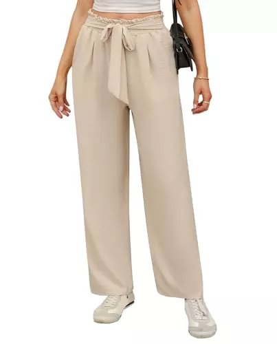 iClosam Hosen iClosam Sommerhose Damen Leicht Weitem Bein Leichte Elastische Taille Sommer Hose Einfarbig Plissee Wickelhose Mode Lounge Palazzo Hosen Lockere Elegante Freizeithose mit Taschen S-XXL