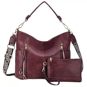 Chase Chic Taschen & Rucksäcke Chase Chic Handtasche Damen, Leder umhängetasche Shopper Hobo Taschen Geldbörse set Gross Schultertasche mit Abnehmbar Schulterriemen 2pcs
