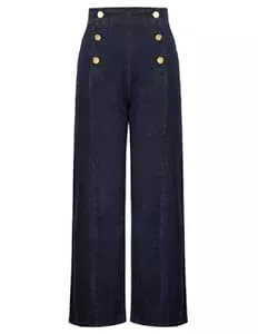 Belle Poque Hosen Belle Poque Damen Vintage Loose Fit Jeans Elegante Hosen High Waist Demin Hosen