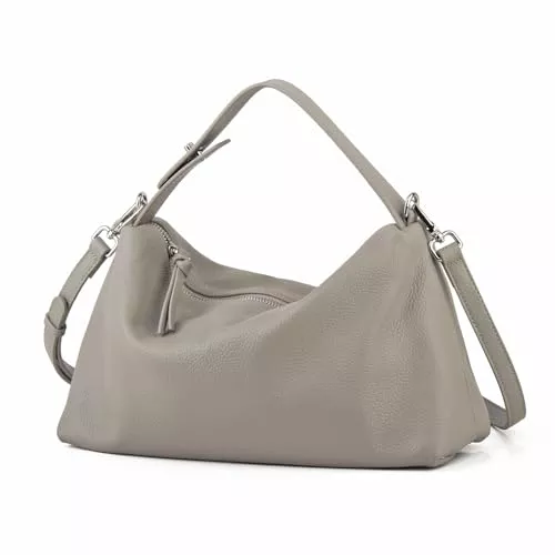 DONNAIN Taschen & Rucksäcke DONNAIN Lederhandtasche Damen Echtleder, Umhängetasche Damen Leder, Elegante Beuteltasche Leder aus Halbmondform, Hobo Bag, Damenhandtasche mit verstellbarer Riemen