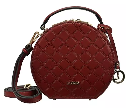 L.CREDI Taschen & Rucksäcke L.CREDI Damen Umhängetasche FILIBERTA Circle Round Crossbody rund 18x11x17,5 (dark red)