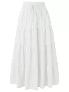 Adigaber Röcke Adigaber Lang Rock Damen Chiffon Bohemien Einheitsgröße Maxirock Verstellbares Riemen Kleid Urlaub Sommerrock Strandkleider