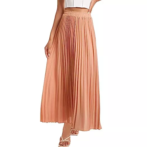 TEERFU Röcke TEERFU Elastischer Damenrock, hohe Taille, fließender Faltenrock, Chiffon, Swing, A-Linie, Strand, Maxirock