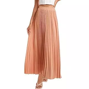 TEERFU Röcke TEERFU Elastischer Damenrock, hohe Taille, fließender Faltenrock, Chiffon, Swing, A-Linie, Strand, Maxirock