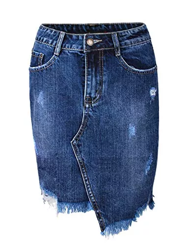 Fraternel Röcke Fraternel Damen Rock Jeansrock Denim Vintage Destroyed