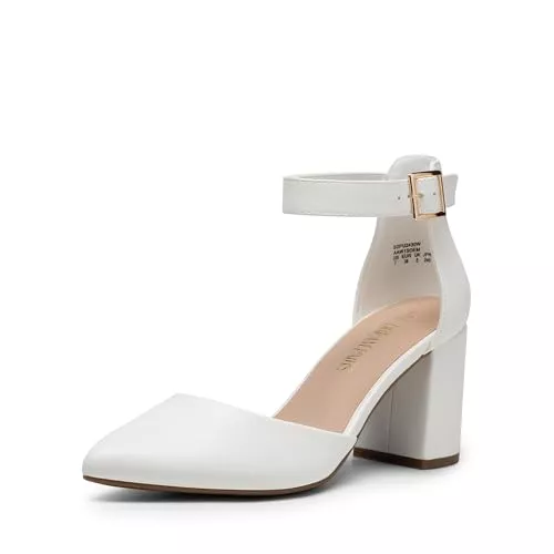 DREAM PAIRS High Heels DREAM PAIRS Damen Pumps mit klobigen High Heels und Knöchelriemen, Elegante Schuhe Brautschuhe Party