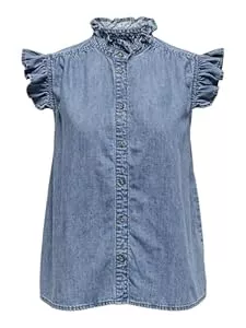 ONLY Ärmellose Blusen ONLY Damen Onlshania S/L Frill DNM Shirt AKM